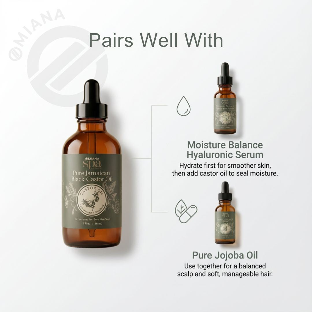 Omiana Natural Cosmetics Oil Pure Jamaican Black Castor Oil – Cold-Pressed, Unrefined Moisture Oil for Hair, Scalp & Skin